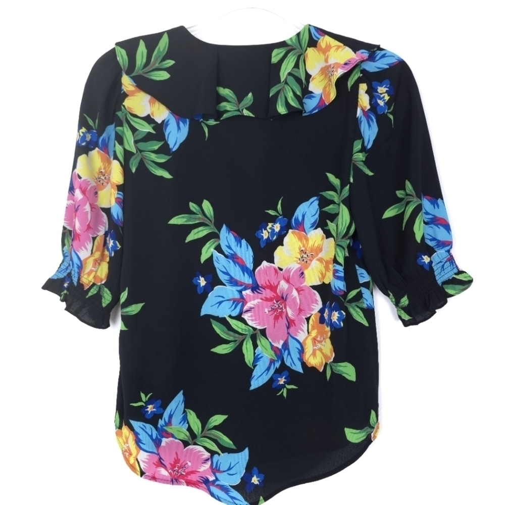 Lauren Ralph Lauren floral ruffle-trim blouse XXS - Picture 2 of 10